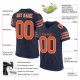 Men's Custom Navy Orange-White Mesh Authentic Football Jersey