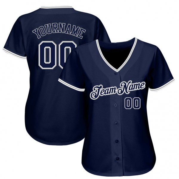 Men's Custom Navy Navy-Gray Authentic Baseball Jersey