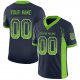 Youth Custom Navy Neon Green-Gray Mesh Drift Fashion Football Jersey