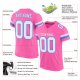 Women's Custom Pink White-Powder Blue Mesh Authentic Football Jersey