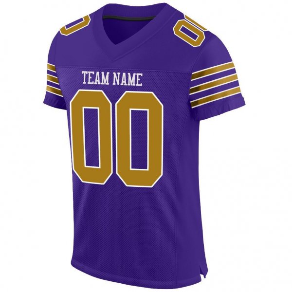 Women's Custom Purple Old Gold-White Mesh Authentic Football Jersey