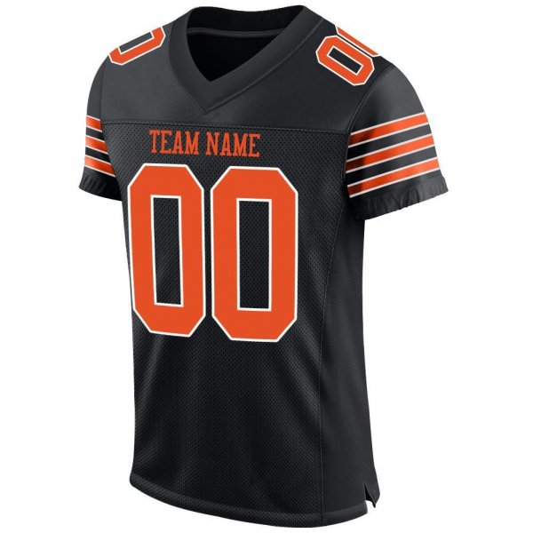 Men's Custom Black Orange-White Mesh Authentic Football Jersey