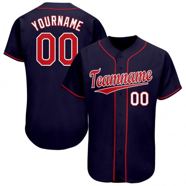 Men's Custom Navy Red-White Baseball Jersey