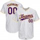 Preschool Custom White Purple Pinstripe Purple-Gold Authentic Baseball Jersey