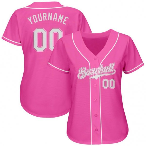 Preschool Custom Pink White Authentic Baseball Jersey