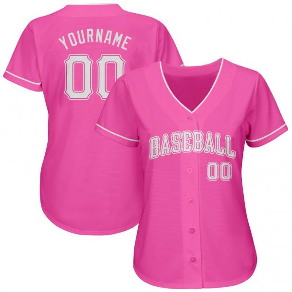 Preschool Custom Pink White Authentic Baseball Jersey