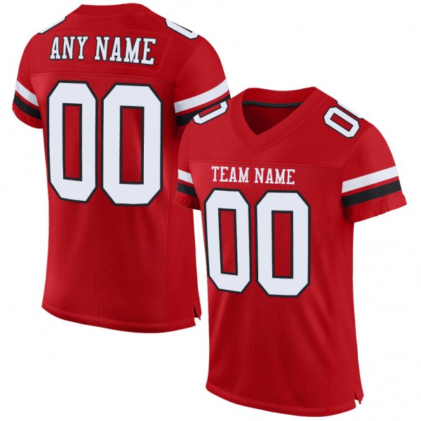 Women's Custom Red White-Black Mesh Authentic Football Jersey