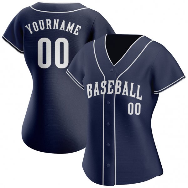 Kid's Custom Navy White Authentic Baseball Jersey