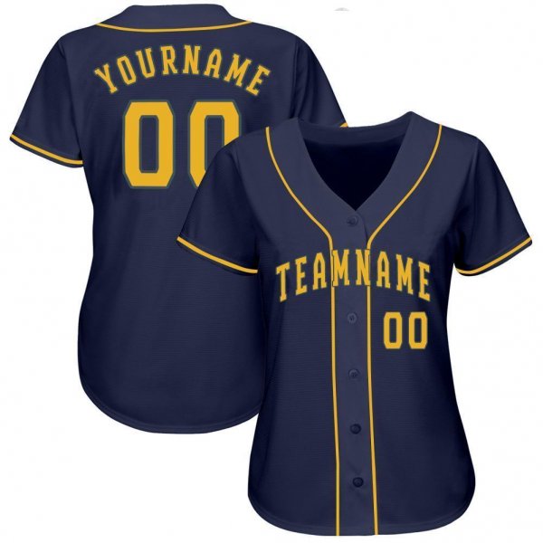 Men's Custom Navy Gold Baseball Jersey