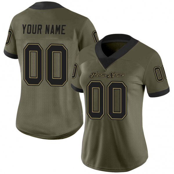 Youth Custom Olive Black-Old Gold Mesh Football Jersey