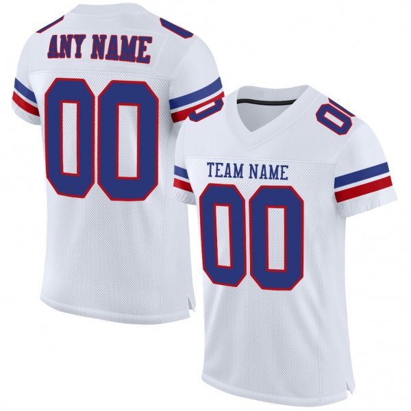 Women's Custom White Royal-Red Mesh Authentic Football Jersey