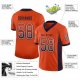 Women's Custom Orange Navy-White Mesh Drift Fashion Football Jersey