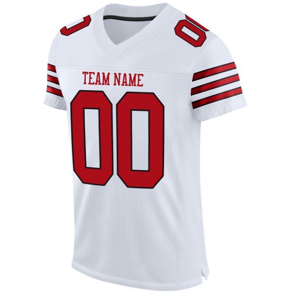 Women's Custom White Red-Black Mesh Authentic Football Jersey