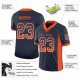 Women's Custom Navy Orange-White Mesh Drift Fashion Football Jersey