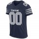 Men's Custom Navy Gray-White Mesh Authentic Football Jersey