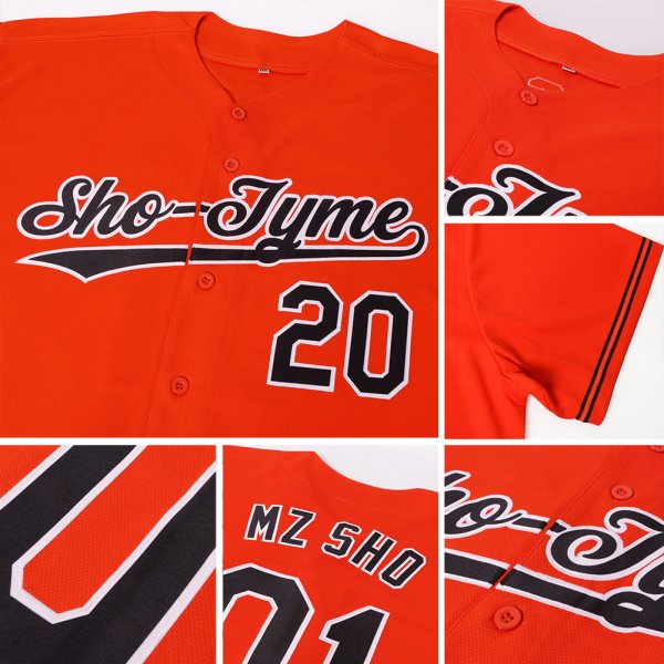 Women's Custom Orange Black-White Baseball Jersey