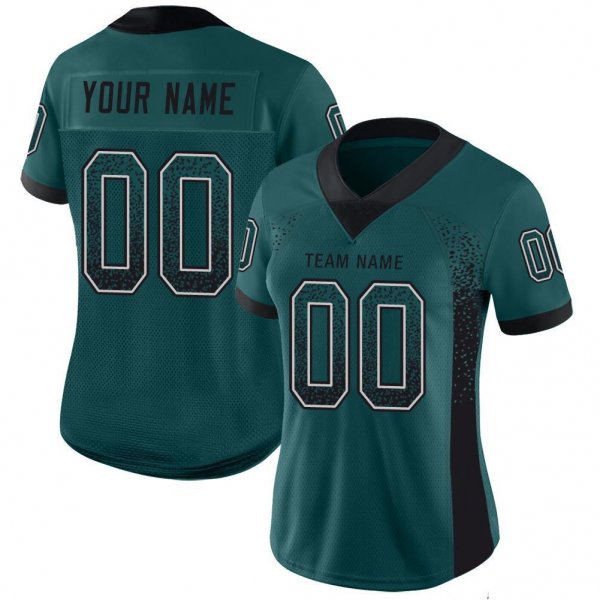 Youth Custom Midnight Green Black-White Mesh Drift Fashion Football Jersey