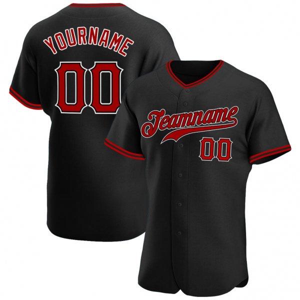 Preschool Custom Black Red-White Authentic Baseball Jersey