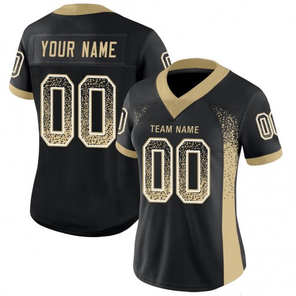 Youth Custom Black Vegas Gold-White Mesh Drift Fashion Football Jersey