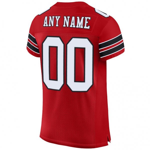 Women's Custom Red White-Black Mesh Authentic Football Jersey